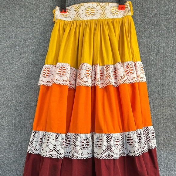 Vintage Dresses & Skirts - Audrey Coleman Vintage Skirt size medium, rockabilly, lace trim, tiered ruffle